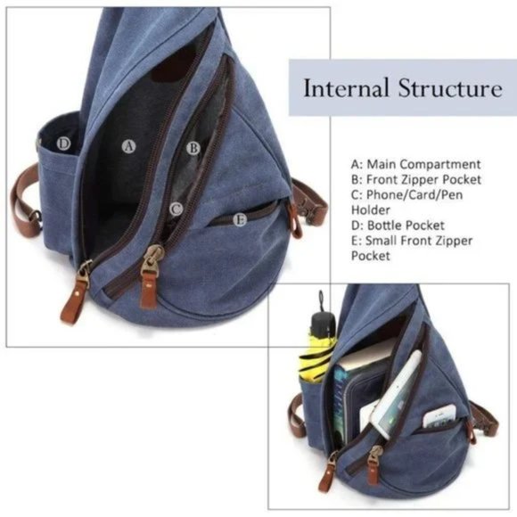 Backpack Shoulder Casual Daypack Rucksack, 6881-blue - Picture 3 of 9